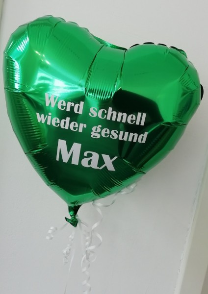 Heliumballon Herz grün, mit Wunschtext /Karte und gratis Lieferung