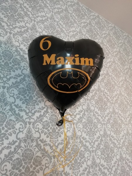 Heliumballon schwarzes Herz mit Wunschtext/Karte und gratis Lieferung