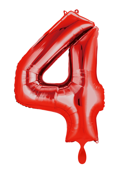 XXL Zahlenballon "4" rot inkl. Füllung