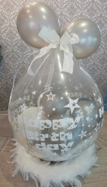 Verpackungsballon Sterne " happy birthday" - inklusive Lieferservice