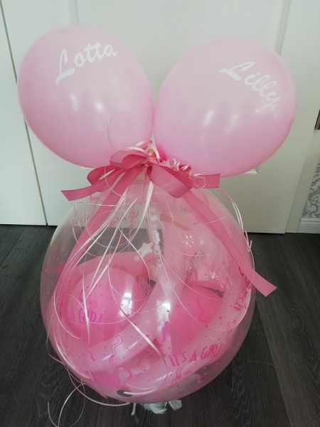 Verpackungsballon " It´s a girl"/ Mit Namen und Datum - inklusive Lieferservice