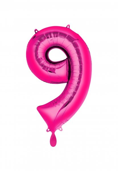 XXL Zahlenballon &quot;9&quot; pink inkl. Füllung