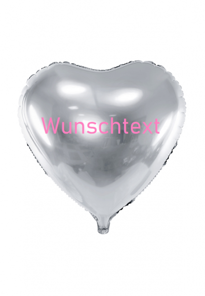 Heliumballon Herzform in silber, mit Wunschtext/Karte und gratis Lieferung