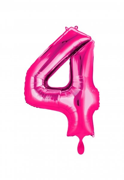 XXL Zahlenballon "4" pink inkl. Füllung