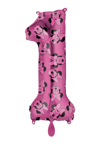 XXL Zahlenballon "1" Minimaus pink