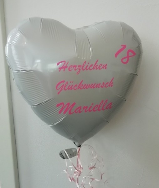 Heliumballon Herz weiß, mit Wunschtext/Karte und gratis Lieferung