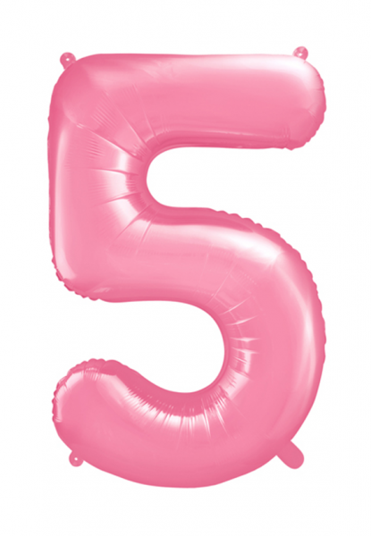 XXL Zahlenballon "5" Babyrosa inkl. Füllung