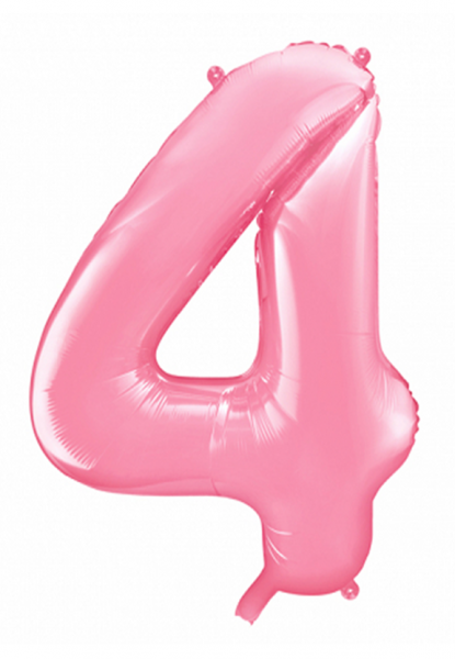 XXL Zahlenballon "4" Babyrosa inkl. Füllung