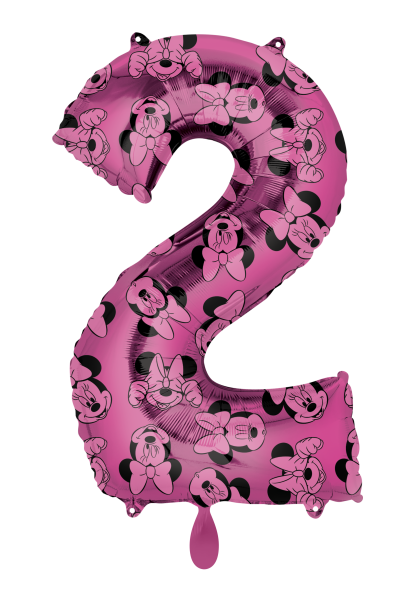 XXL Zahlenballon "2" Minimaus pink