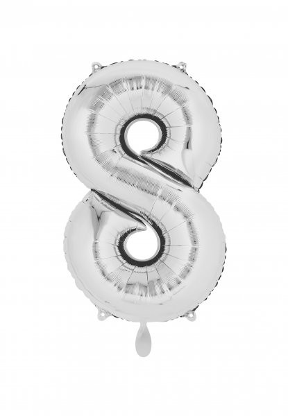 XXL Zahlenballon "8" silber inkl. Füllung